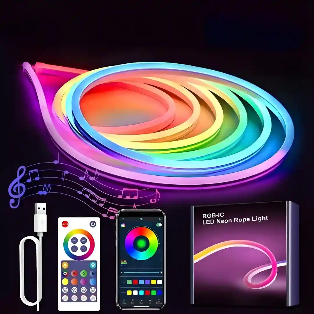 RGB ic Led Neon Sign Strip Light With Bluetooth App Remote Control